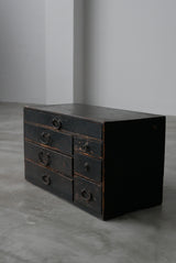 黒漆　小引出し　小箪笥　江戸時代　/  Japanese Antique　Urushi Drawer , Chest