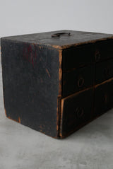 黒漆　小引出し　小箪笥　江戸時代　/  Japanese Antiques