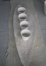 花片オブジェ　大　白化粧土　楢灰　基本フォーマット/  Kanako Yoshida