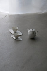 白磁　Oval 2way scrach&web plate SS / Takahiro Yahagi