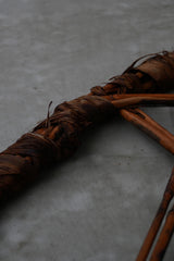 竹　大きな編み籠　オブジェ　/  Japanese Antique Primitive Banboo Object