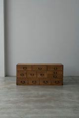 リズムのある箪笥　引出し12杯　明治〜大正期　大型配送　/  Japanese Antique  Tansu Drawer Chest