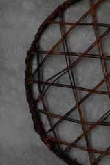 竹　大きな編み籠　オブジェ　/  Japanese Antique Primitive Banboo Object