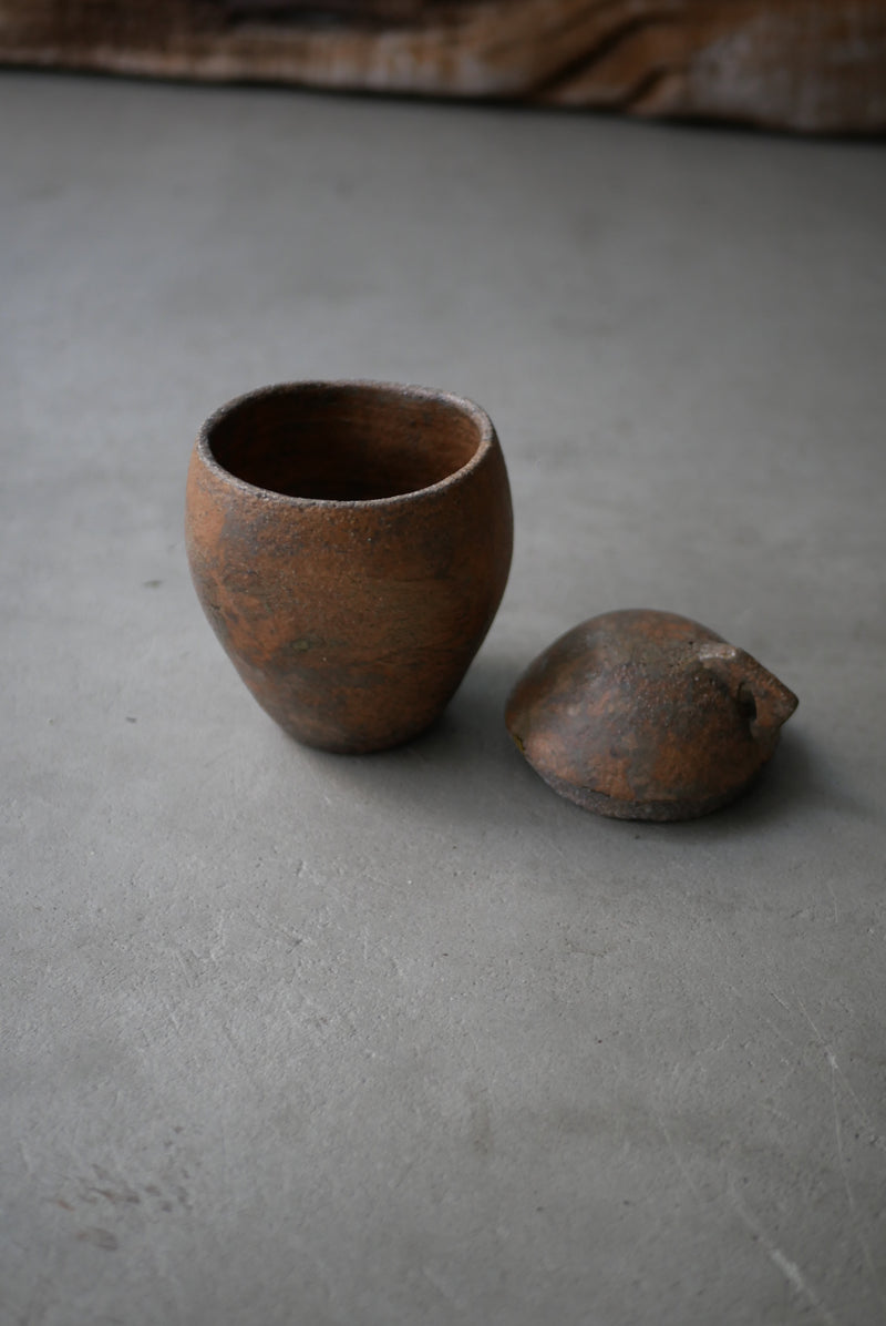 古色　蓋もの  茶入れ  /菊地　亨