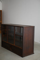 水屋カウンター　ガラス戸棚　大正時代　大型配送　/  Japanese Antiques Tansu Counter キャビネット